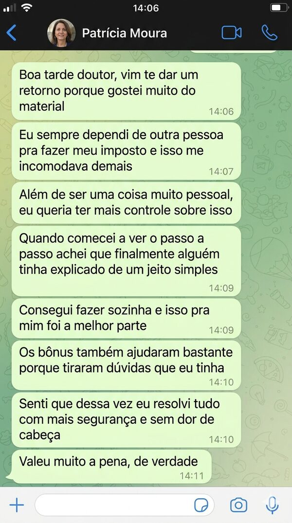 Depoimento de Patrícia Moura no WhatsApp