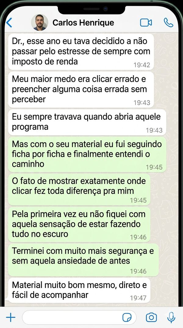 Depoimento de Carlos Henrique no WhatsApp