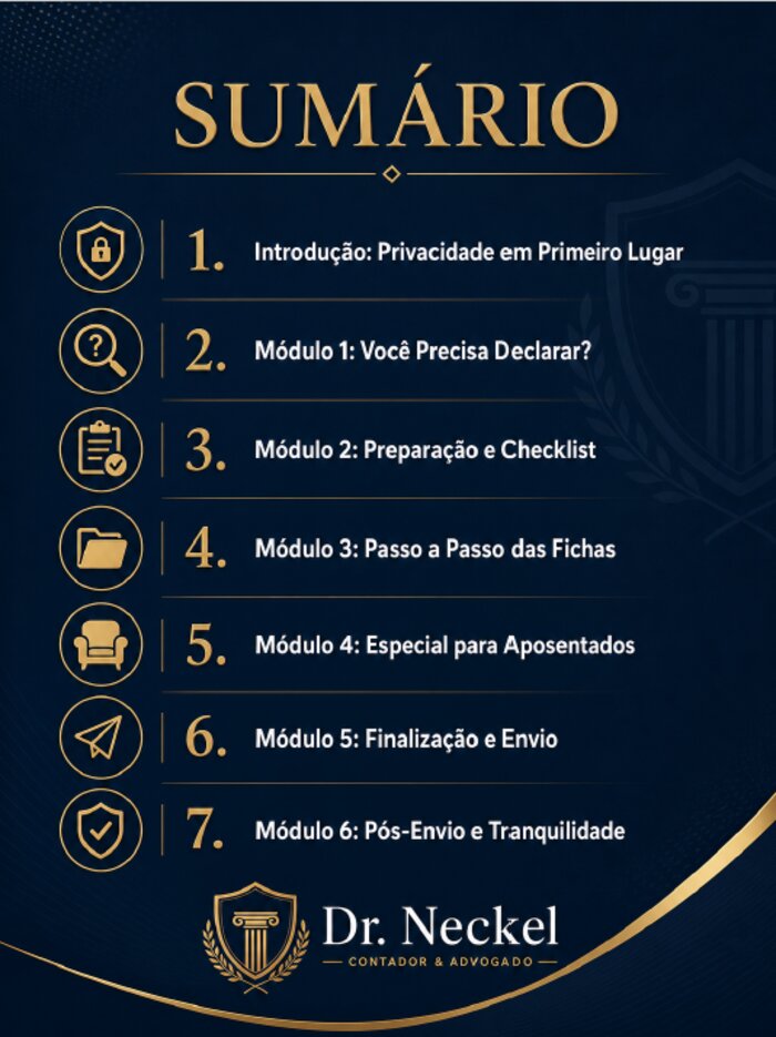Sumário do guia IR 2026 Sem Erros